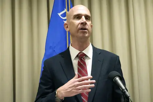 U.S. Attorney Todd W. Gee for the Southern District of Mississippi, addresses a reporter's question at a news conference, Wednesday, Nov. 8, 2023, in Jackson, Miss. Approximately 40 people with connections to multiple states and Mexico were arrested Tuesday, Jan 23, 2024, after a four-year federal investigation uncovered multiple drug trafficking operations throughout East Mississippi, federal prosecutors announced. (AP Photo/Rogelio V. Solis, File)