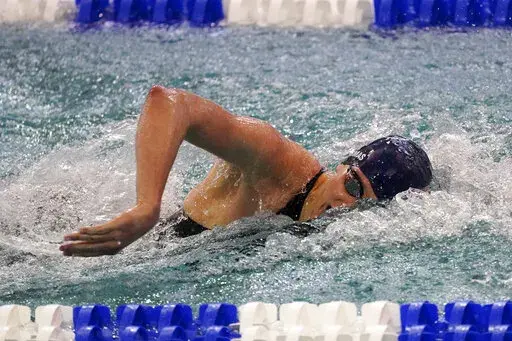 Pennsylvania's Lia Thomas competes in the 200 freestyle finals at the NCAA Swimming and Diving Championships Friday, March 18, 2022, at Georgia Tech in Atlanta. On Friday, March 25, The Associated Press reported on stories circulating online incorrectly claiming  Reka Gyorgy, a Virginia Tech University swimmer, posted from her personal Twitter account: “My finals spot was stolen by Lia Thomas, who is a biological male. Until we all refuse to compete nothing will change. Thanks for all the supp