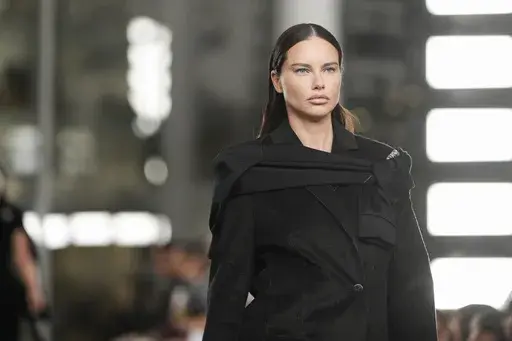 Adriana Lima walks the runway during the Tory Burch Fall/Winter 2025 fashion show as part of New York Fashion Week on Monday, Feb. 10, 2025, at the Museum of Modern Art in New York. (Photo by Charles Sykes/Invision/AP)