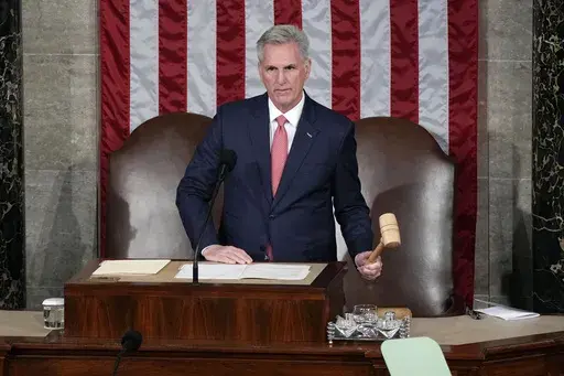 House Speaker Kevin McCarthy of Calif., gavels in before India's Prime Minister Narendra Modi arrives to address a joint meeting of Congress at the Capitol in Washington, Thursday, June 22, 2023. (AP Photo/Manuel Balce Ceneta)