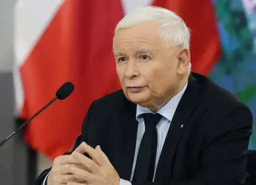 Jaroslaw Kaczynski, the head of Poland's ruling party Law and Justice, speaks at a news conference in Warsaw, Poland, on Tuesday Oct. 26, 2021. Poland’s most powerful politician has acknowledged that the country bought advanced spyware from the Israeli surveillance software maker NSO Group. But Jaroslaw Kaczynski, the leader of Poland’s ruling conservative party, Law and Justice, denied that it was being used to target his political opponents. (AP Photo/Czarek Sokolowski, File)