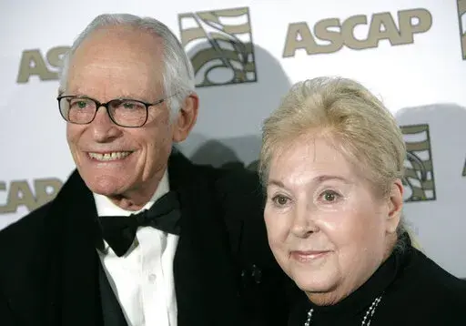 Honorees Alan, left, and Marilyn Bergman arrive at the ASCAP Film and Television music awards in Beverly Hills, Calif. on Tuesday, May 6, 2008.  Oscar-winning lyricist Marilyn Bergman died Saturday, Jan. 8, 2022 at age 93. She teamed with husband Alan Bergman on  “The Way We Were,” “How Do You Keep the Music Playing?” and hundreds of other songs. (AP Photo/Matt Sayles, File)