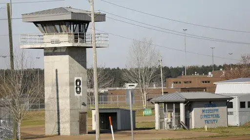 A watch tower stands high on the grounds of the Central Mississippi Correctional Facility, March 20, 2019, in Pearl, Miss. Incarcerated women in Mississippi were forced to mix raw cleaning chemicals without protective equipment, with one alleging she later contracted terminal cancer and was denied timely medical care, a federal lawsuit filed Wednesday, Feb. 14, 2024, alleges. (AP Photo/Rogelio V. Solis, File)