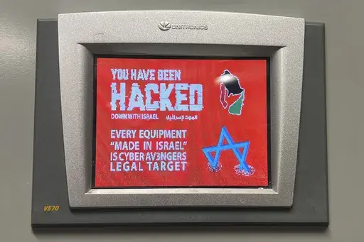 This photo provided by the Municipal Water Authority of Aliquippa shows the screen of a Unitronics device that was hacked in Aliquippa, Pa., Saturday, Nov. 25, 2023. Cyberattacks against water utilities across the country are becoming more frequent and more severe, the Environmental Protection Agency warned Monday, May 20, 2024, as it issued an enforcement alert urging water systems to take immediate actions to protect the nation's drinking water from electronic threats. (Municipal Water Authori