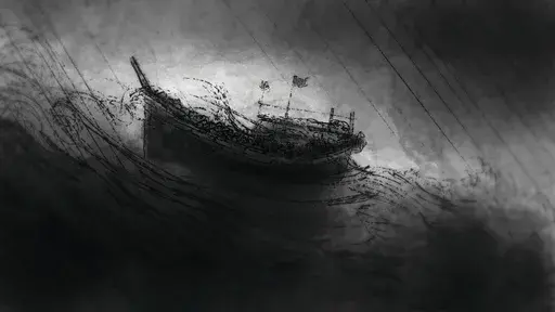 Jamal Hussein’s boat in the storm. (AP Illustration/Peter Hamlin)