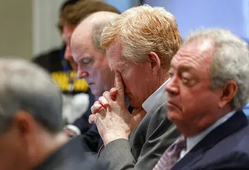 Alex Murdaugh listens to testimony during his double murder trial at the Colleton County Courthouse in Walterboro, S.C., Monday, Feb. 13, 2023. (Grace Beahm Alford/The Post And Courier via AP, Pool)