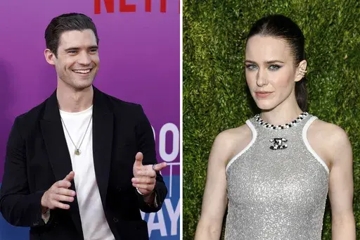 This combo image shows David Corenswet, left, on Aug. 16, 2022, at the Tudum Theater in Los Angeles, and Rachel Brosnahan right, on June 12, 2023, at the 16th annual Chanel Tribeca Artists Dinner at Balthazar in New York. James Gunn has found his new Superman and Lois Lane in Corenswet and Brosnahan. The co-chair of DC Studios who is also writing and directing “Superman: Legacy” for 2025, tweeted about the casting Tuesday, June 27, which a representative from Warner Bros. also confirmed. (Ch