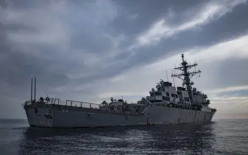 This image provided by the U.S. Navy shows the USS Carney in the Mediterranean Sea on Oct. 23, 2018. The USS Carney, a Navy destroyer, on Thursday, Oct. 19, 2023, took out three missiles that had been fired from Yemen and were heading north, U.S. officials said. The officials spoke on condition of anonymity to discuss military operations not yet announced. (Mass Communication Spc. 1st Class Ryan U. Kledzik/U.S. Naval Forces Europe-Africa via AP)