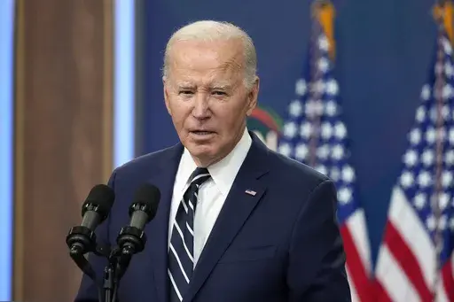 President Joe Biden speaks on April 12, 2024, in Washington. Ohio lawmakers gathered Tuesday, May 28, 2024, for a rare special session called by Republican Gov. Mike DeWine to pass legislation ensuring Biden appears on the state’s fall ballot. (AP Photo/Alex Brandon, File)
