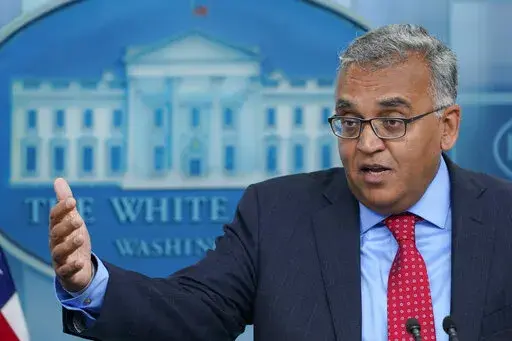 White House COVID-19 Response Coordinator Dr. Ashish Jha speaks during the daily briefing at the White House in Washington, Tuesday, April 26, 2022. (AP Photo/Susan Walsh)