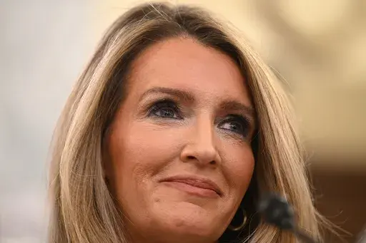 Kelly Loeffler, President Donald Trump's choice to be the administrator of the Small Business Administration, appears before the Senate Small Business and Entrepreneurship Committee for her confirmation hearing at the U.S. Capitol on Wednesday, Jan. 29, 2025, in Washington. (AP Photo/John McDonnell)