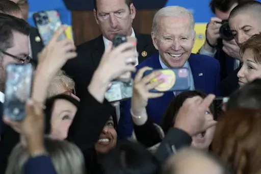 President Joe Biden greets people after speaking about health care and prescription drug costs at the University of Nevada, Las Vegas, Wednesday, March 15, 2023, in Las Vegas. (AP Photo/John Locher, File)