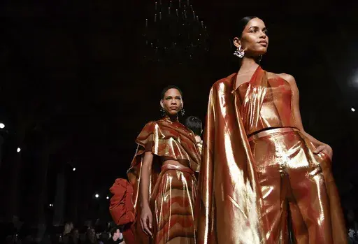 Models walks the runway during the Christian Siriano Fall/Winter 2024 fashion show at The Plaza Hotel during New York Fashion Week on Thursday, Feb. 8, 2024, in New York. (Photo by Evan Agostini/Invision/AP)