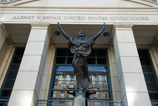 The U.S. Courthouse in Alexandria, Va., on Sept. 2, 2021. Court records show that Allison Fluke-Ekren is set to plead guilty to leading an all-female battalion of Islamic State militants in Syria. A plea hearing for Allison Fluke-Ekren is to take place June 7, 2022, in federal court in Alexandria. (AP Photo/Cliff Owen)