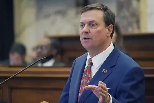 Mississippi Senate Insurance Committee Chairman Walter Michel, R-Ridgeland, speaks Feb. 1, 2023, in the state Capitol in Jackson. Michel on Wednesday, Jan. 31, 2024, explained a bill that would set rules for how insurance companies decide whether to cover medical procedures or prescription drugs. (AP Photo/Rogelio V. Solis, File)
