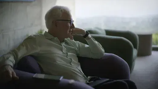 This image released by Apple TV+ shows Steve Martin in a scene from the documentary "Steve! (Martin) a Documentary in 2 Pieces." (Apple TV+ via AP)