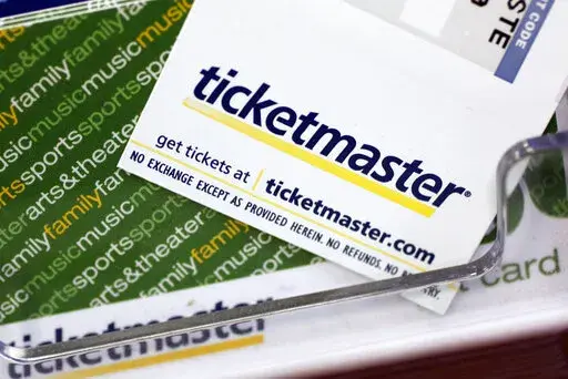 Ticketmaster tickets and gift cards are shown at a box office in San Jose, Calif., on May 11, 2009. A pre-sale for Swift's U.S. tour next year resulted in crash after crash on Ticketmaster. A pre-sale for Swift's U.S. tour next year resulted in crash after crash on Ticketmaster. (AP Photo/Paul Sakuma, File)