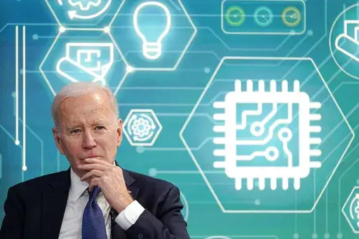 President Joe Biden attends an event to support legislation that would encourage domestic manufacturing and strengthen supply chains for computer chips in the South Court Auditorium on the White House campus, Wednesday, March 9, 2022, in Washington. (AP Photo/Patrick Semansky)