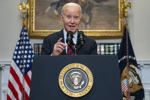 President Joe Biden speaks on student loan debt forgiveness, in the Roosevelt Room of the White House, Oct. 4, 2023, in Washington. Biden's second attempt at student loan cancellation is moving forward as a group of negotiators meets Oct. 10 to debate what a new proposal might look like(AP Photo/Evan Vucci)