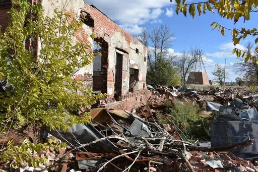 The ruins of a building that was part of a Native American boarding school on the Rosebud Sioux Reservation in Mission, S.D., are show here Oct. 15, 2022. Federal officials with the Interior Department called on the U.S. government Tuesday, July 30, 2024, to apologize for a nationwide system of boarding schools in which Native children faced abuse and neglect. (AP Photo/Matthew Brown, File)