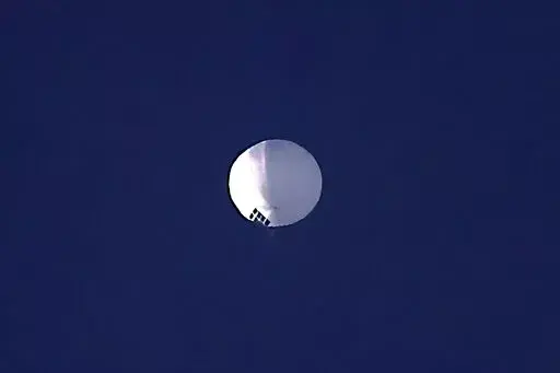 A high altitude balloon floats over Billings, Mont., Feb. 1, 2023. (Larry Mayer/The Billings Gazette via AP, File)