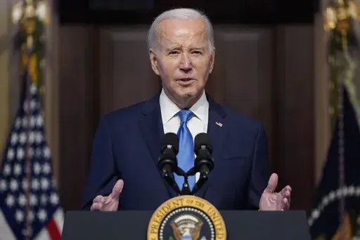 President Joe Biden speaks during a meeting of the National Infrastructure Advisory Council in the Indian Treaty Room on the White House campus, Wednesday, Dec. 13, 2023, in Washington. The House on Wednesday authorized the impeachment inquiry into President Joe Biden, with every Republican rallying behind the politically charged process despite lingering concerns among some in the party that the investigation has yet to produce evidence of misconduct by the president. (AP Photo/Evan Vucci)
