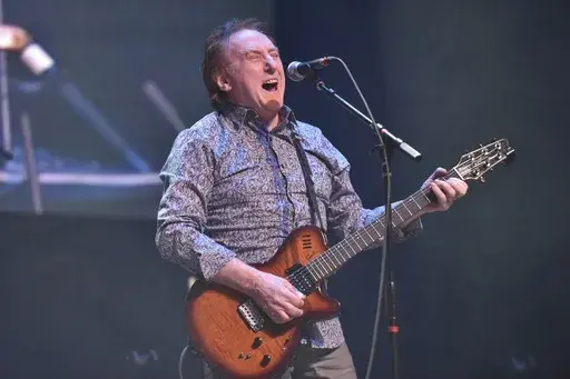 Denny Laine performs, Thursday Jan, 17, 2019, at the Arcada Theatre in St. Charles, Ill. Laine, a British singer, songwriter and guitarist who performed in an early, pop-oriented version of the Moody Blues and was later Paul McCartney’s longtime sideman in the ex-Beatle’s solo band Wings, died Tuesday, Dec. 5, 2023, his wife said in a social media post. (Photo by Rob Grabowski/Invision/AP, File)