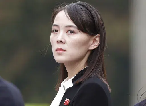Kim Yo Jong, sister of North Korea's leader Kim Jong Un, attends a wreath-laying ceremony at Ho Chi Minh Mausoleum in Hanoi, Vietnam, March 2, 2019. The influential sister of North Korean leader Kim called South Korea’s defense minister a “scum-like guy” for talking about preemptive strikes on the North, warning Sunday, April 3, 2022, that the South may face “a serious threat.” (Jorge Silva/Pool Photo via AP, File)