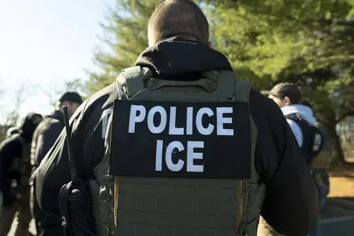 U.S. Immigration and Customs Enforcement Baltimore Field Officer director Matt Elliston listens during a briefing, Monday, Jan. 27, 2025, in Silver Spring, Md. (AP Photo/Alex Brandon, File)