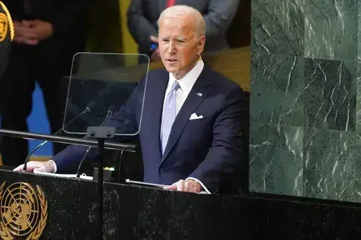 President Joe Biden addresses the 77th session of the United Nations General Assembly on Wednesday, Sept. 21, 2022, at the U.N. headquarters.   On Friday, Sept. 23, The Associated Press reported on stories circulating online incorrectly claiming Biden announced that he is adding the U.S. as a signatory to the United Nations “Small Arms Treaty,” which would “establish an international gun control registry” in which other countries can “track the ‘end user’ of every rifle, shotgun, 