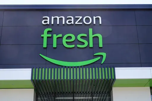 An Amazon Fresh grocery store in Warrington, Pa., April 28, 2022. Amazon has begun offering its Fresh grocery delivery service to customers who aren’t Prime members. The initial rollout will only be available in a dozen cities, including Boston, Phoenix, Dallas and San Francisco, the company told customers Wednesday, Aug. 2, 2023, in an emailed announcement. (AP Photo/Matt Rourke, File)