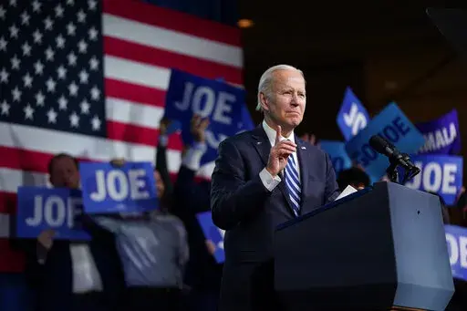 President Joe Biden speaks at the Democratic National Committee Winter Meeting, Friday, Feb. 3, 2023, in Philadelphia. (AP Photo/Patrick Semansky)