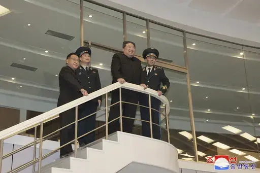 In this photo provided by the North Korean government, North Korean leader Kim Jong Un watches conditions of a satellite at a satellite control center in Pyongyang, North Korea, Wednesday, Nov. 22, 2023, after North Korea’s space agency said its new “Chollima-1” carrier rocket accurately placed the Malligyong-1 satellite into orbit on Tuesday night. Independent journalists were not given access to cover the event depicted in this image distributed by the North Korean government. The conten
