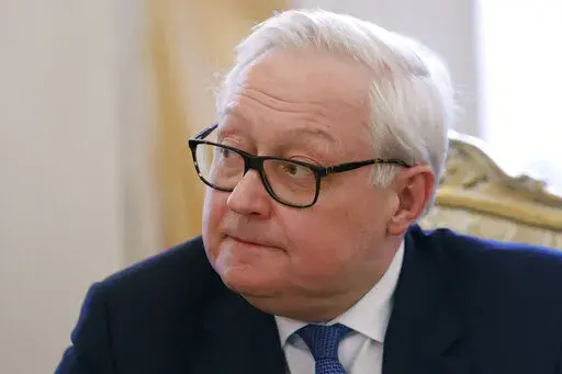 Russian Deputy Foreign Minister Sergei Ryabkov attends a meeting in Moscow, Russia, Tuesday, March 15, 2022. A senior Russian diplomat says that Russia-U.S. relations are in a state of "unprecedented crisis" without any sign of improvement. Deputy Foreign Minister Sergei Ryabkov said Thursday, Feb. 9, 2023 that U.S. emphasis on increasing weapons supplies to Ukraine to ensure Russia's defeat leaves no room for diplomacy. (Maxim Shemetov/Pool Photo via AP, File)
