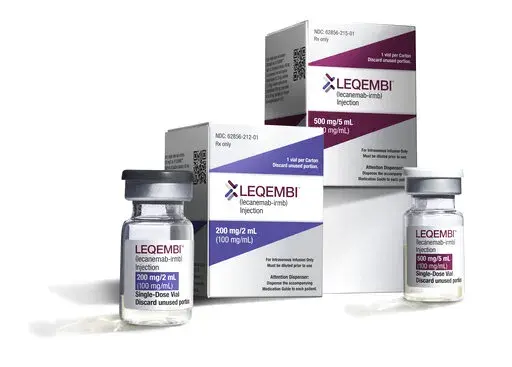 This Dec. 21, 2022 image provided by Eisai in January 2023, shows vials and packaging for their medication Leqembi. On Friday, Jan. 6, 2023, U.S. health officials approved Leqembi, a new Alzheimer’s drug that modestly slows the brain-robbing disease. The Food and Drug Administration granted the approval Friday for patients in the early stages of Alzheimer's. (Eisai via AP)