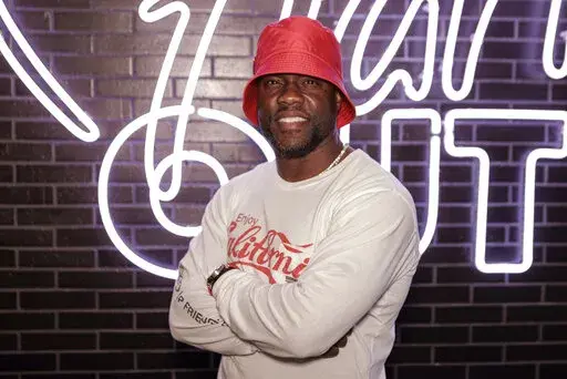 Kevin Hart poses for a portrait at the opening of his new vegan fast-food restaurant "Hart House" on Wednesday, Aug. 24, 2022 in Los Angeles. (Photo by Willy Sanjuan/Invision/AP).