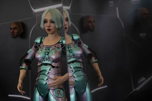 A human-like robot performs near robots of faces that mimic human expressions during the annual World Robot Conference at the Etrong International Exhibition and Convention Center on the outskirts of Beijing, Thursday, Aug. 17, 2023. (AP Photo/Andy Wong)