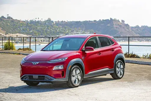 This photo provided by Hyundai shows the 2019 Hyundai Kona Electric, a small hatchback with an EPA-estimated 258 miles of range. (Jay McNally/Courtesy of Hyundai Motor America via AP)