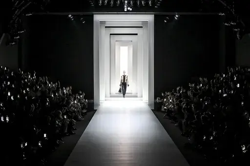 A model wears a creation as part of the Dolce & Gabbana Spring Summer 2025 collection, that was presented in Milan, Italy, Saturday, June 15, 2024. (AP Photo/Nicola Marfisi).