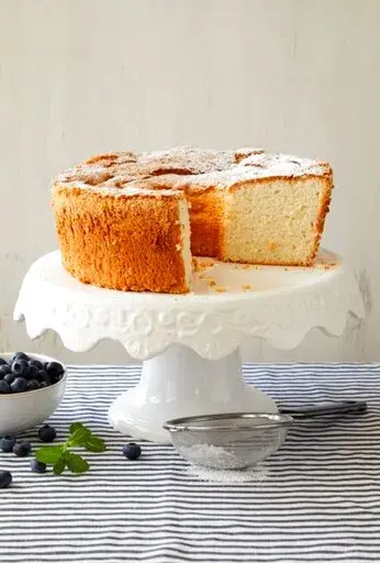 This image released by Harper Horizon shows a recipe for angel food cake from the cookbook "The Fresh Eggs Daily Cookbook" by Lisa Steele. (Tina Rupp/Harper Horizon via AP)