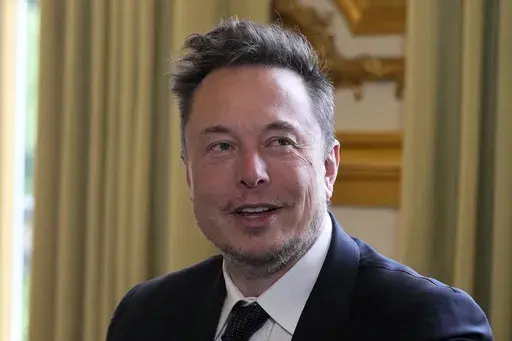 Twitter, now X. Corp, and Tesla CEO Elon Musk poses prior to his talks with French President Emmanuel Macron, May 15, 2023 at the Elysee Palace in Paris. Florida Gov. Ron DeSantis will announce his 2024 presidential campaign in a Twitter Spaces event with Musk on Wednesday, May 24. (AP Photo/Michel Euler, Pool, File)
