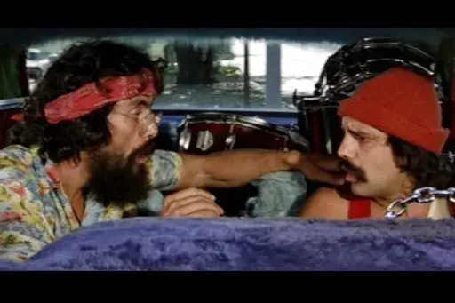 This image released by the Library of Congress shows Tommy Chong, left, and Cheech Marin in a scene from the 1978 film "Up in Smoke." (Paramount Pictures/Library of Congress via AP)